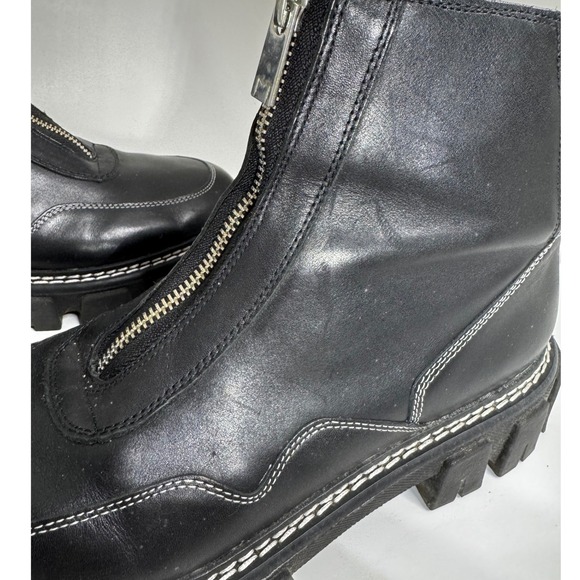 Marc Fisher LTD Mens Black Leather Front Zip Lug Sole Combat Boots Size 9.5M‎ main image 7